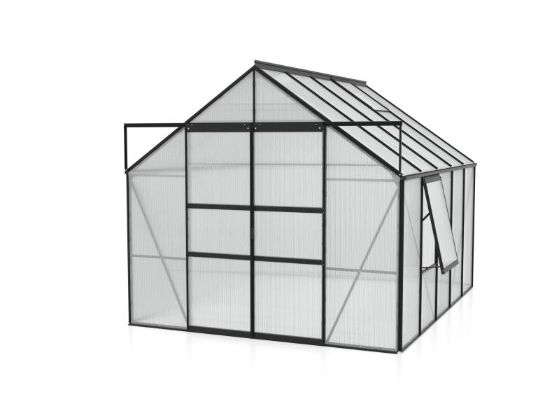 Vitavia Gewächshaus Meridian 2, 8300 HKP 4 mm, schwarz, mit Doppelschiebetür