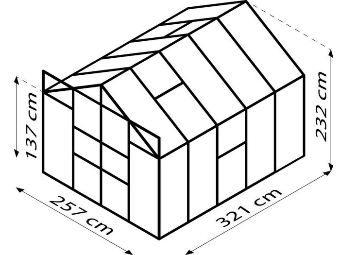 Vitavia Gewächshaus Meridian 2, 8300 HKP 4 mm, schwarz, mit Doppelschiebetür