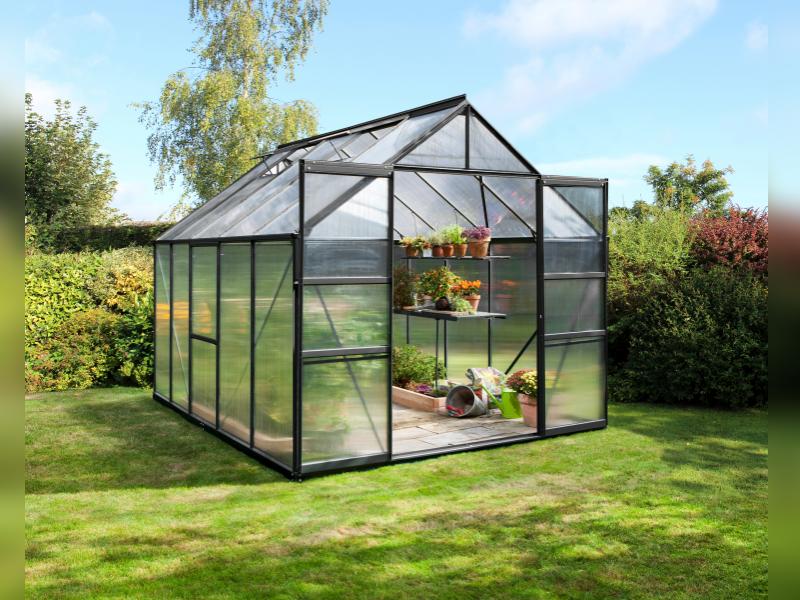 Vitavia Gewächshaus Meridian 2, 8300 HKP 6 mm, schwarz,  mit Doppelschiebetür
