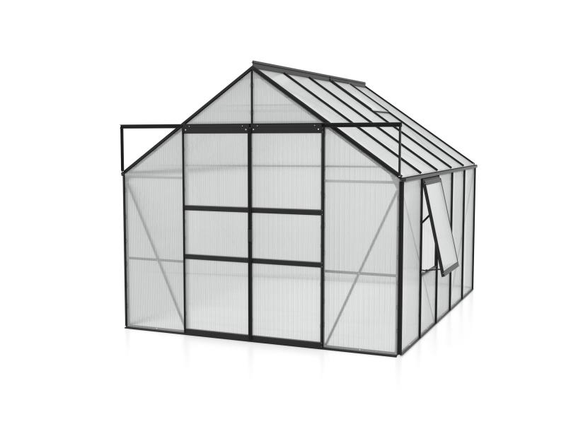 Vitavia Gewächshaus Meridian 2, 8300 HKP 6 mm, schwarz,  mit Doppelschiebetür