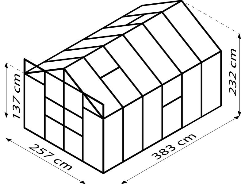 Vitavia Gewächshaus Meridian 2, 9900 ESG 3mm Alu, mit Doppelschiebetür