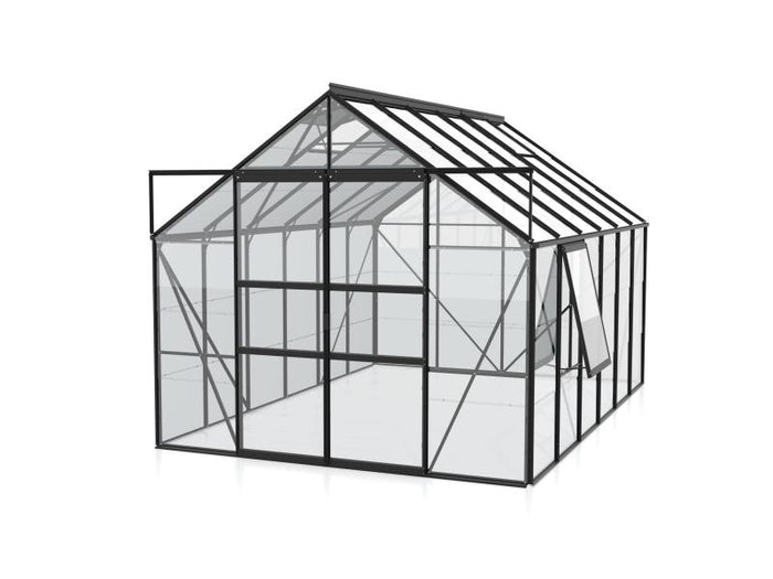 Vitavia Gewächshaus Meridian 2, 9900 ESG 3mm, schwarz, mit Doppelschiebetür
