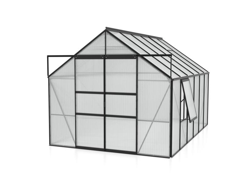 Vitavia Gewächshaus Meridian 2, 9900 HKP 4 mm, schwarz, mit Doppelschiebetür
