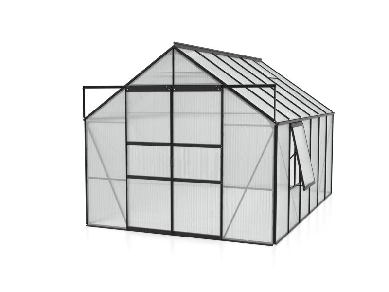 Vitavia Gewächshaus Meridian 2, 9900 HKP  6mm, schwarz, mit Doppelschiebetür