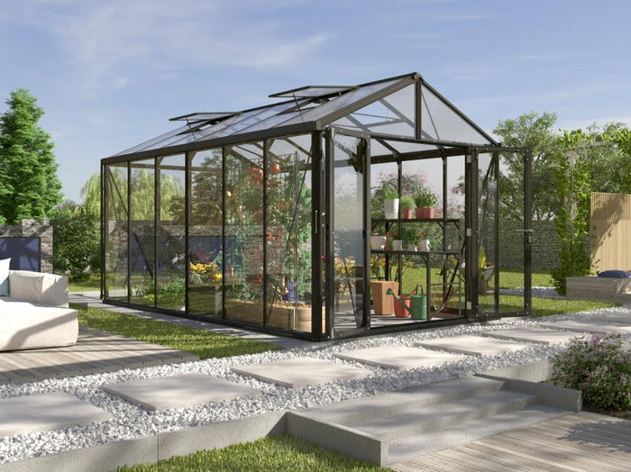 Vitavia Gewächshaus Zeus Comfort 11900 ESG/HKP, schwarz pulverbeschichtet