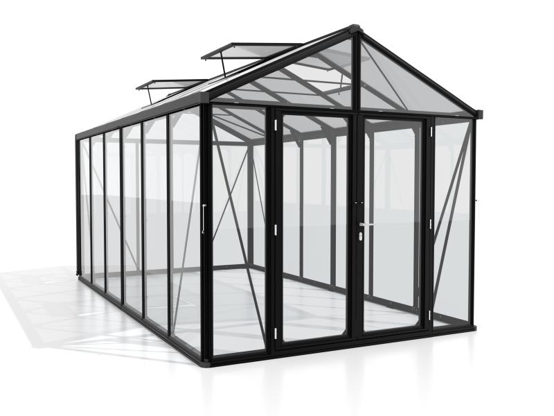 Vitavia Gewächshaus Zeus Comfort 11900 ESG/HKP, schwarz pulverbeschichtet