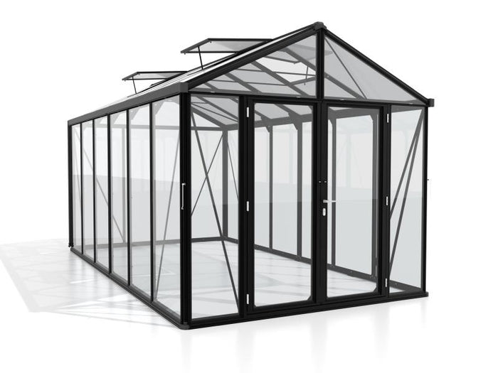 Vitavia Gewächshaus Zeus Comfort 11900 ESG/HKP, schwarz pulverbeschichtet
