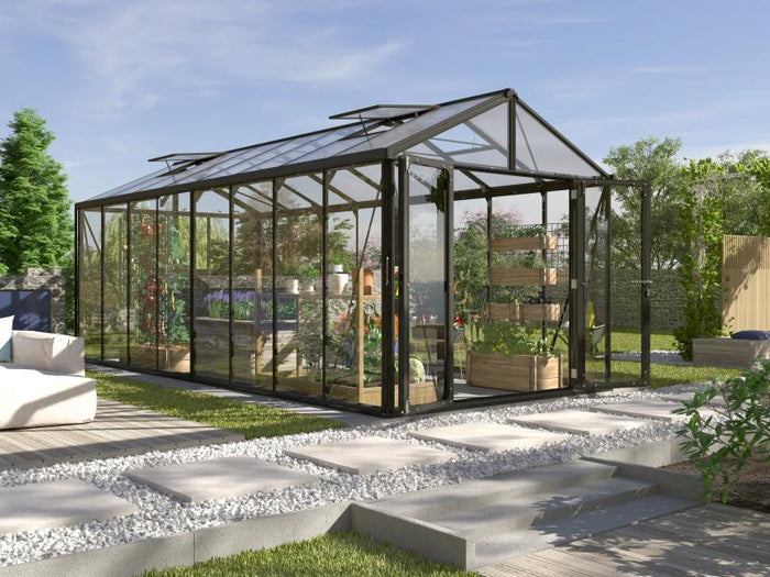 Vitavia Gewächshaus Zeus Comfort 15700 ESG/HKP, schwarz pulverbeschichtet