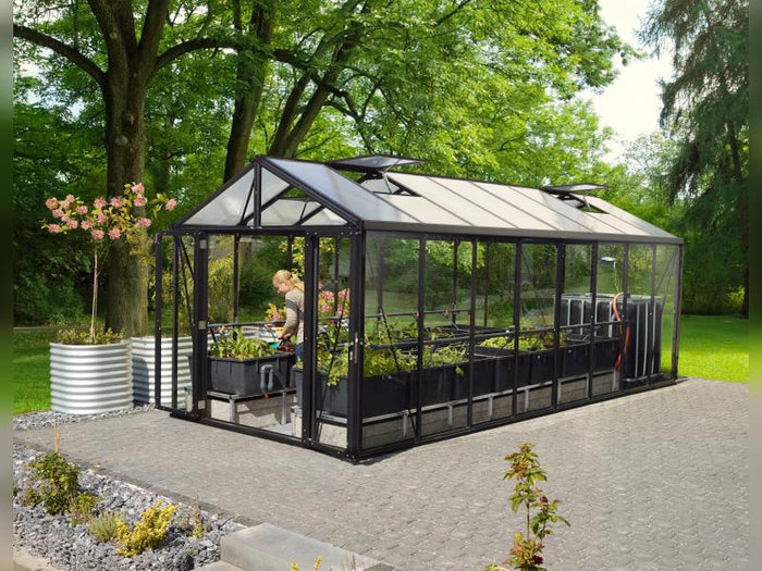 Vitavia Gewächshaus Zeus Comfort 15700 ESG/HKP, schwarz pulverbeschichtet