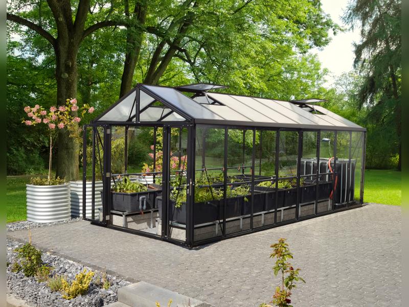 Vitavia Gewächshaus Zeus Comfort 15700 ESG/HKP, schwarz pulverbeschichtet