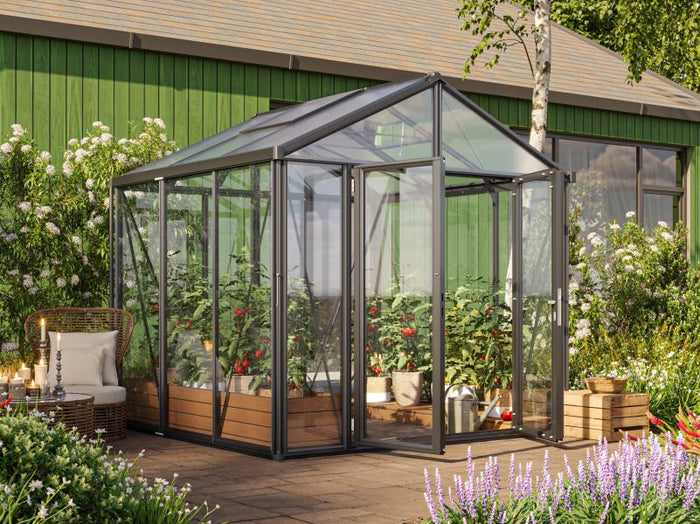 Vitavia Gewächshaus Zeus Comfort 6200 ESG/HKP, schwarz pulverbeschichtet