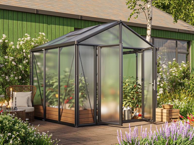 Vitavia Gewächshaus Zeus Comfort 6200 HKP 10mm, schwarz pulverbeschichtet