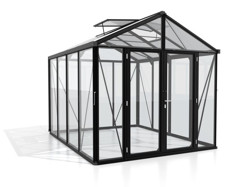 Vitavia Gewächshaus Zeus Comfort 8100 ESG/HKP, schwarz pulverbeschichtet