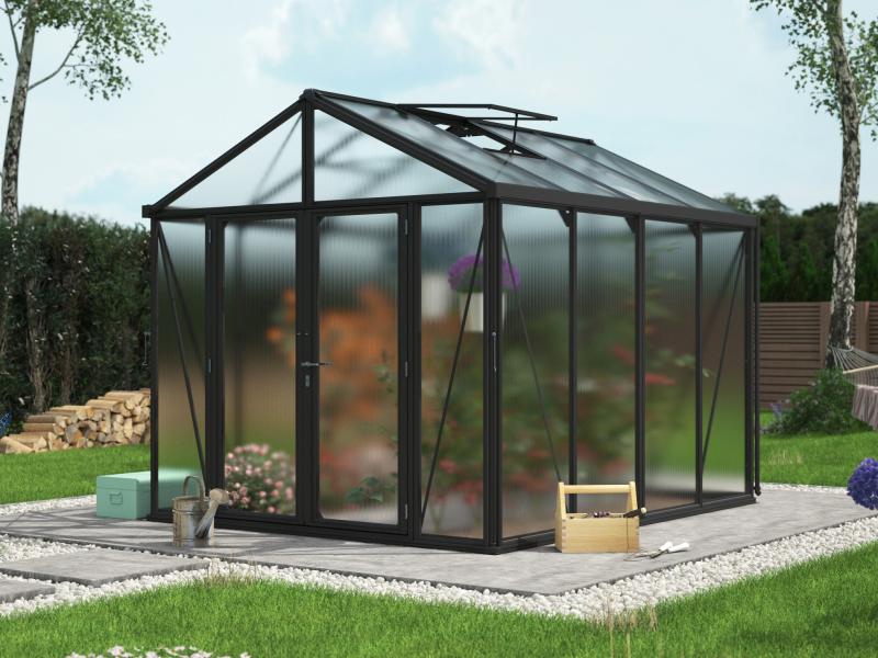 Vitavia Gewächshaus Zeus Comfort 8100 HKP 10mm, schwarz pulverbeschichtet
