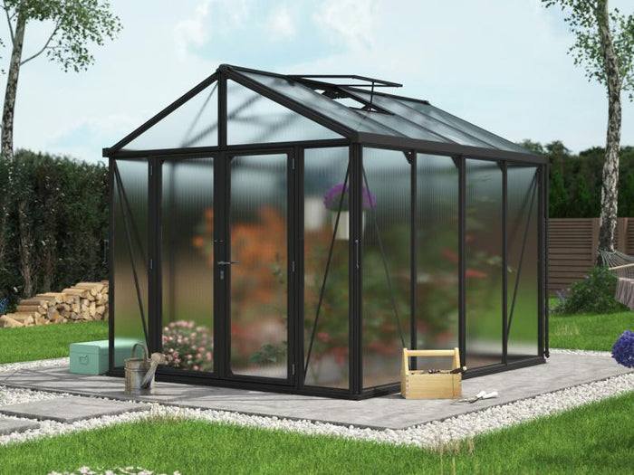 Vitavia Gewächshaus Zeus Comfort 8100 HKP 10mm, schwarz pulverbeschichtet