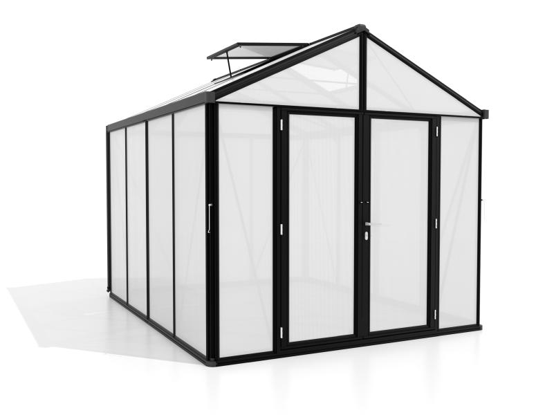 Vitavia Gewächshaus Zeus Comfort 8100 HKP 10mm, schwarz pulverbeschichtet