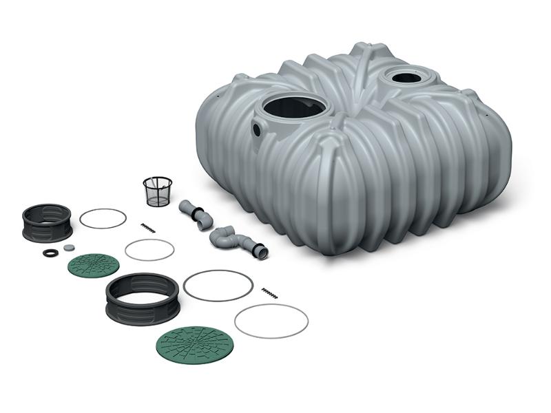 Waterform Regenwasser-Zisterne Unground 7000 Liter schwarz mit Tankabdeckung und Korbfilter