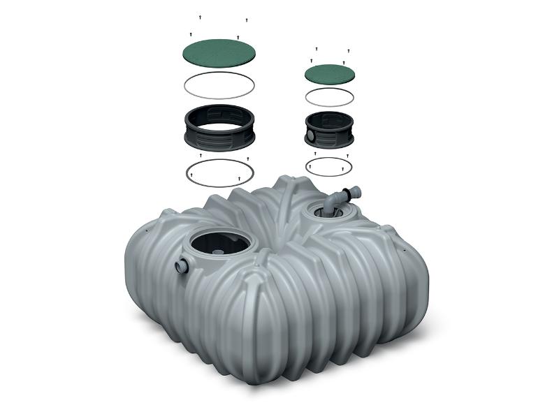 Waterform Regenwasser-Zisterne Unground 7000 Liter grau mit Tankabdeckung und Korbfilter