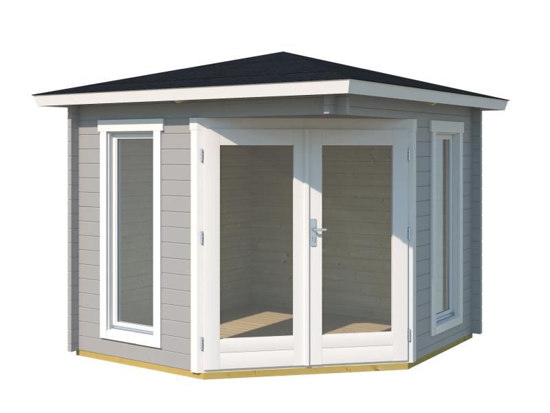 Weka 5-Eck Gartenhaus 408 hellgrau 40 mm