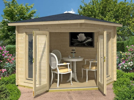 Weka 5-Eck Gartenhaus 408 naturbelassen 40 mm