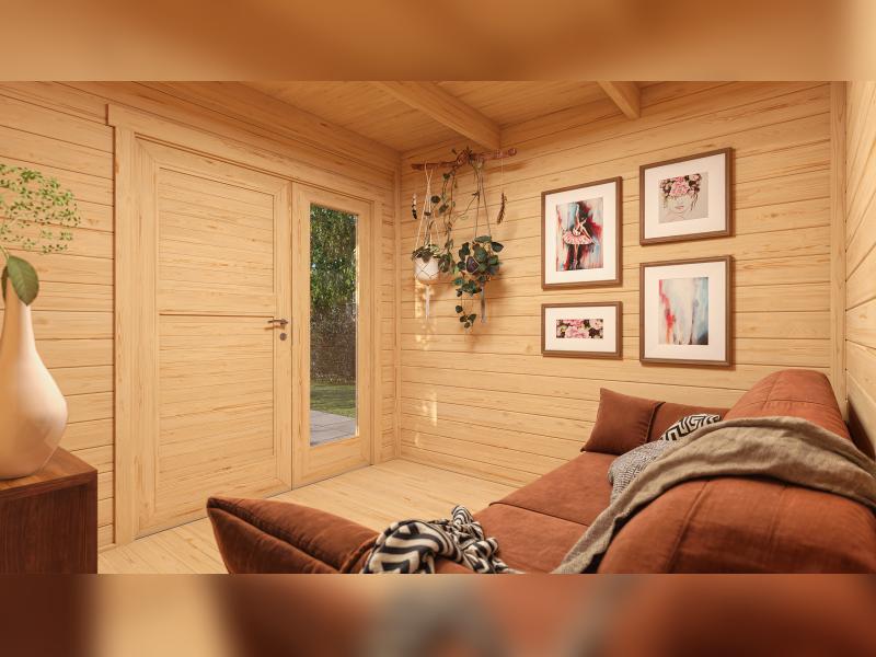 Weka Design-Gartenhaus Pure Garden Amberley 1,5, 28 mm, 250x250 cm, Grau/Anthrazit, Design-Doppeltür