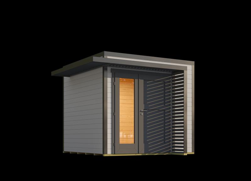Weka Design-Gartenhaus Pure Garden Amberley 1,5, 28 mm, 250x250 cm, Grau/Anthrazit, Design-Doppeltür