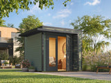 Weka Design-Gartenhaus Pure Garden Amberley 1,5, 28 mm, 250x250cm, Graugrün/Anthrazit, Design-Doppel