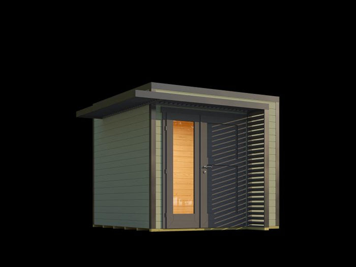 Weka Design-Gartenhaus Pure Garden Amberley 1,5, 28 mm, 250x250cm, Graugrün/Anthrazit, Design-Doppel