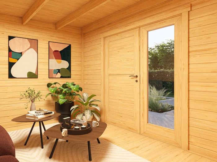 Weka Design-Gartenhaus Pure Garden Amberley 1,5, 28 mm, 300x300 cm, Naturbelassen, Design-Doppeltür