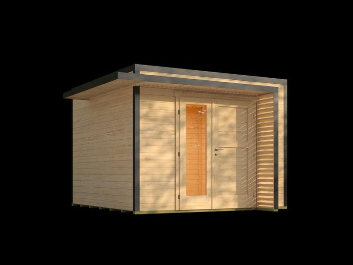 Weka Design-Gartenhaus Pure Garden Amberley 1,5, 28 mm, 300x300 cm, Naturbelassen, Design-Doppeltür