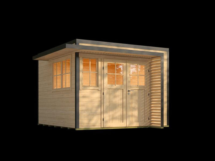 Weka Design-Gartenhaus Pure Garden Amberley 1/3, 28 mm, 300x300 cm, Naturbelassen, Massivholz-Doppel