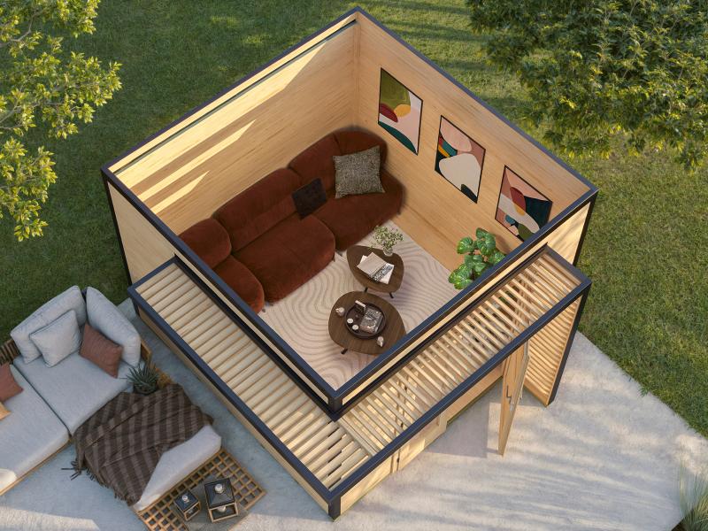 Weka Design-Gartenhaus Pure Garden Amberley 1/3, 28 mm, 300x300 cm, Naturbelassen, Massivholz-Doppel