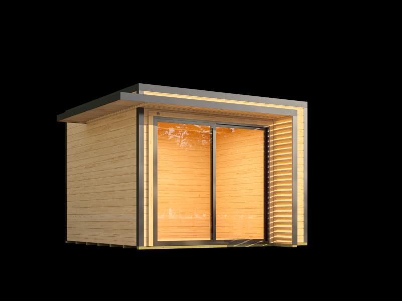 Weka Design-Gartenhaus Pure Garden Amberley 1/3, 28 mm, 300x300 cm, Naturbelassen, inkl. Schiebetür