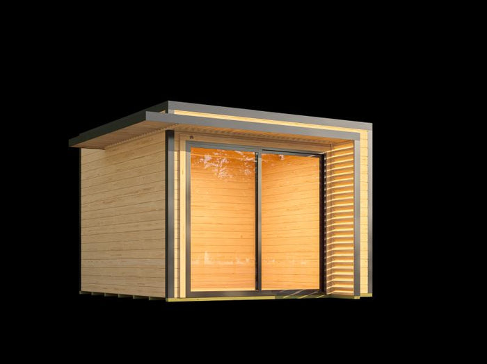 Weka Design-Gartenhaus Pure Garden Amberley 1/3, 28 mm, 300x300 cm, Naturbelassen, inkl. Schiebetür