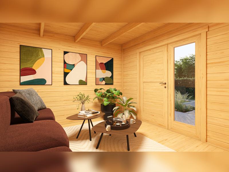 Weka Design-Gartenhaus Pure Garden Amberley 1,5, 28 mm, 300x300 cm, Grau/Anthrazit, Design-Doppeltür