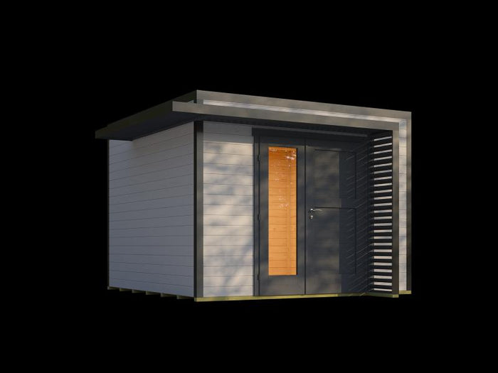 Weka Design-Gartenhaus Pure Garden Amberley 1,5, 28 mm, 300x300 cm, Grau/Anthrazit, Design-Doppeltür