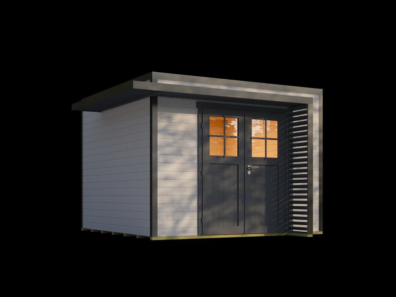 Weka Design-Gartenhaus Pure Garden Amberley 1/3, 28 mm, 300x300 cm, Grau/Anthrazit, Massivholz-Doppe