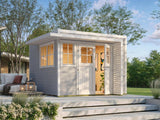 Weka Design-Gartenhaus Pure Garden Amberley 1/3, 28 mm, 300x300 cm, Grau/Weiß, Massivholz-Doppeltür