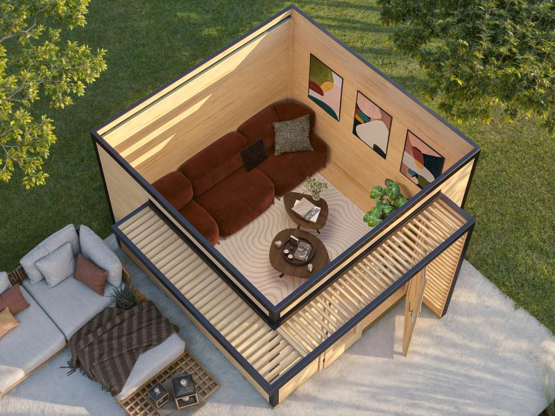 Weka Design-Gartenhaus Pure Garden Amberley 1,5, 28 mm, 300x300 cm, Graugrün/Anthrazit -Design-Doppe