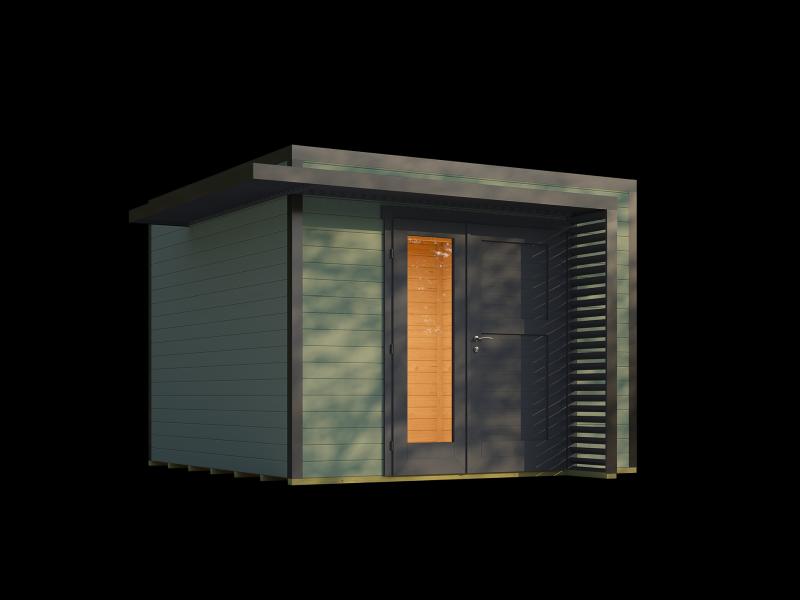 Weka Design-Gartenhaus Pure Garden Amberley 1,5, 28 mm, 300x300 cm, Graugrün/Anthrazit -Design-Doppe