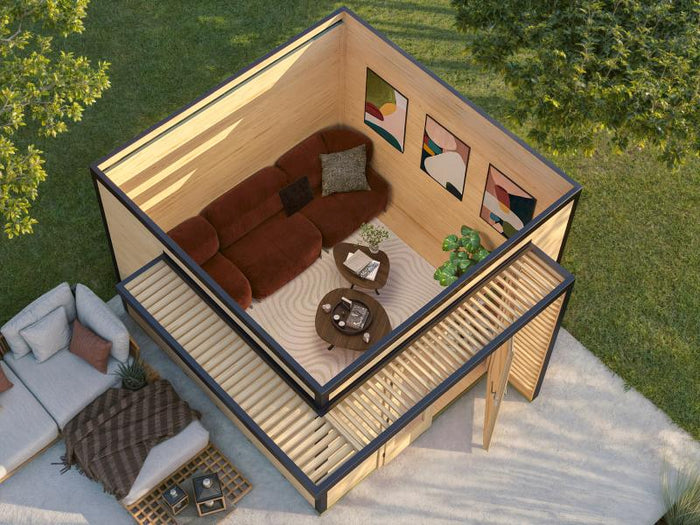 Weka Design-Gartenhaus Pure Garden Amberley 1/3, 28 mm, 300x300 cm, Graugrün/Anthrazit, Massivholz-D