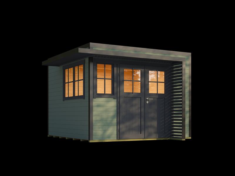 Weka Design-Gartenhaus Pure Garden Amberley 1/3, 28 mm, 300x300 cm, Graugrün/Anthrazit, Massivholz-D