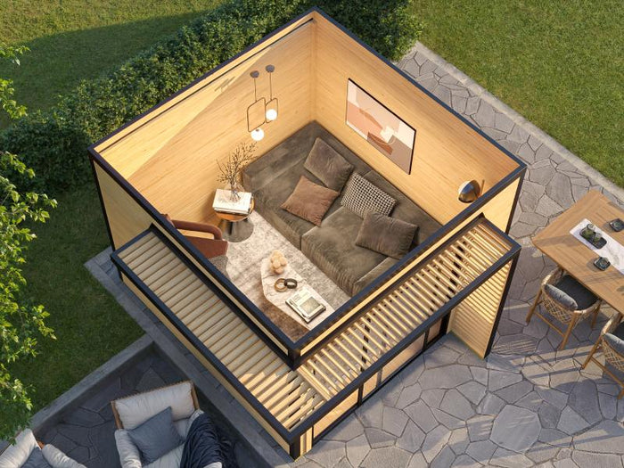 Weka Design-Gartenhaus Pure Garden Amberley 1/3, 28 mm, 300x300 cm, Graugrün/Anthrazit, inkl. Schieb