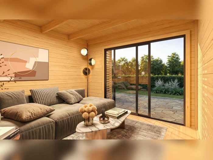 Weka Design-Gartenhaus Pure Garden Amberley 1/3, 28 mm, 300x300 cm, Graugrün/Anthrazit, inkl. Schieb