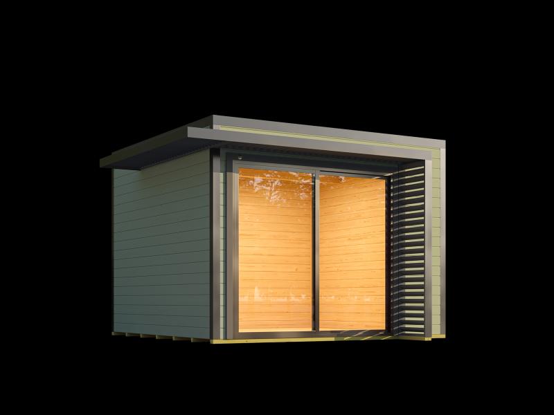 Weka Design-Gartenhaus Pure Garden Amberley 1/3, 28 mm, 300x300 cm, Graugrün/Anthrazit, inkl. Schieb