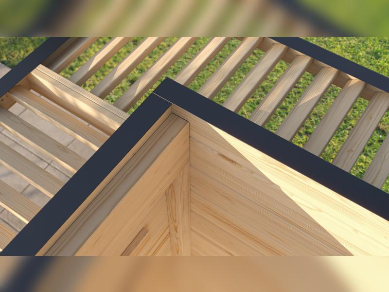 Weka Design-Gartenhaus Pure Garden Amberley 1/3, 44 mm, 400x400 cm, Naturbelassen, große Schiebetür