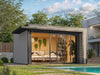 Weka Design-Gartenhaus Pure Garden Amberley 1/3, 44 mm, 400x400 cm, Grau/Anthrazit, große Schiebetür