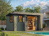 Weka Design-Gartenhaus Pure Garden Amberley 1/3, 44 mm, 400x400 cm, Graugrün/Anthrazit, Massivholz-D
