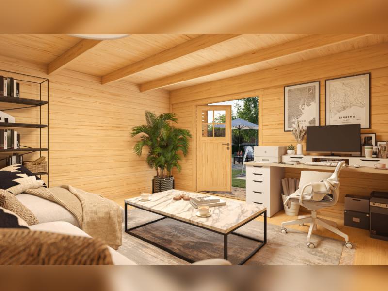 Weka Design-Gartenhaus Pure Garden Amberley 1/3, 44 mm, 400x400 cm, Graugrün/Anthrazit, Massivholz-D