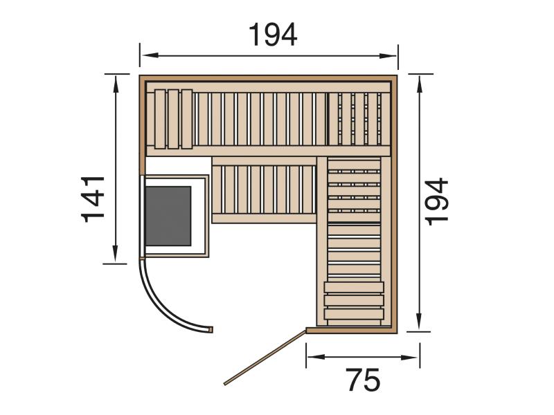 weka Design-Sauna 1 inkl. 7,5 kW BioS-Ofenset